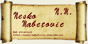 Neško Mabetović vizit kartica